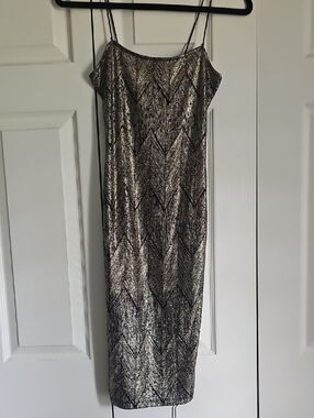 Dress Black Gold Silver Metalic